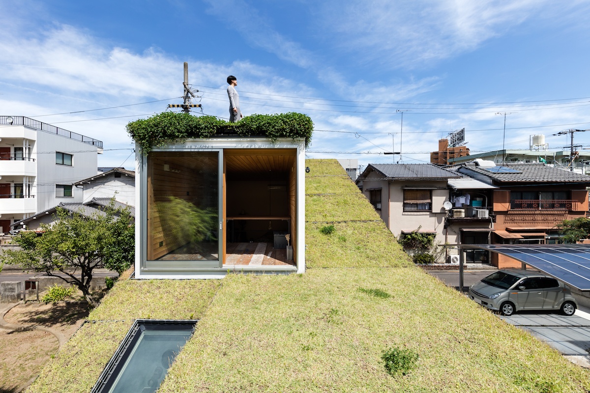 草屋根の家 株式会社イケガミ アクアソイル工法の屋上緑化 造園工事